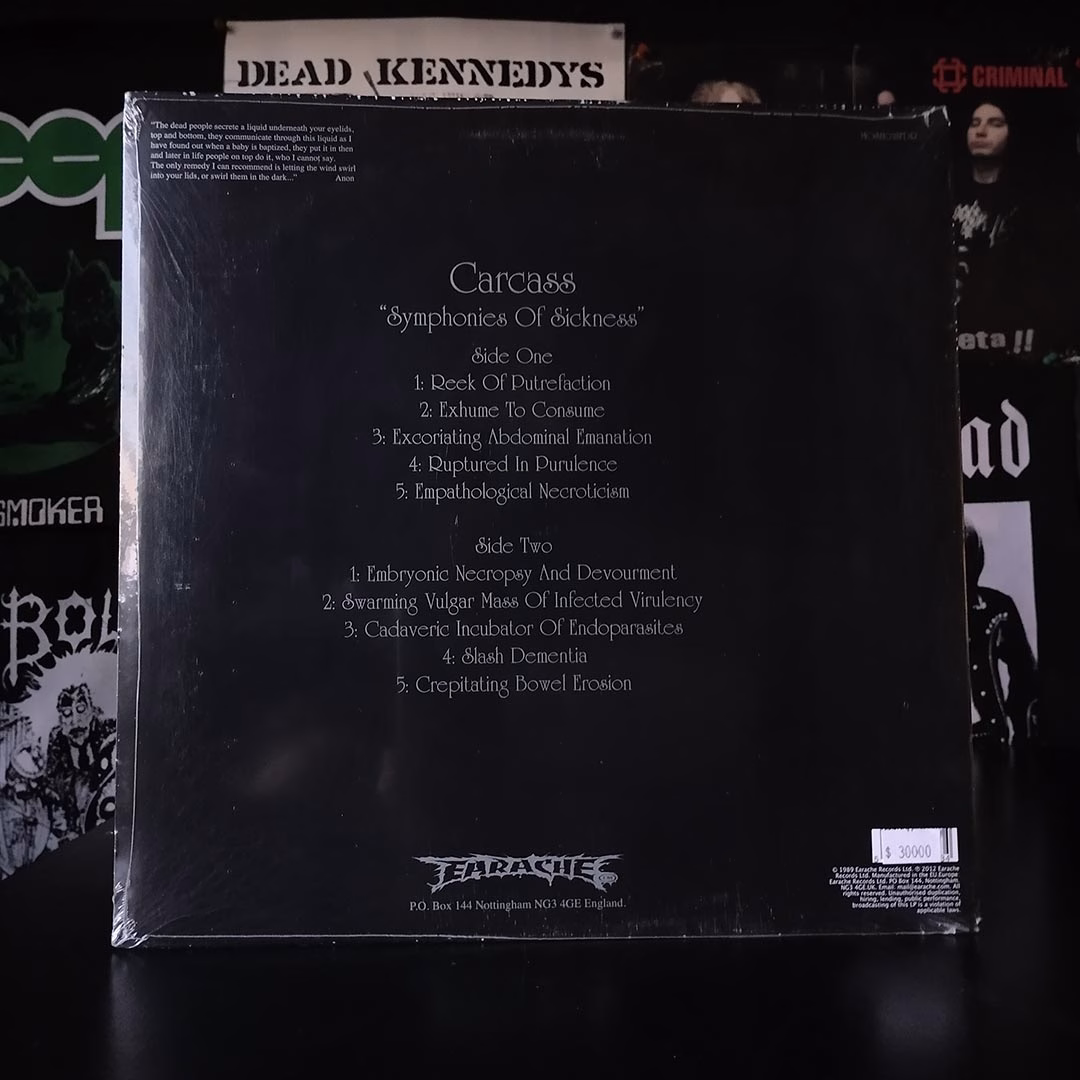 Vinilo LP Earache Carcass Symphony of sickness